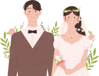 화관을 쓴 신부와 신랑