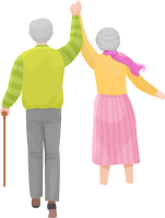 손잡고 뒤돌아서 있는 노부부