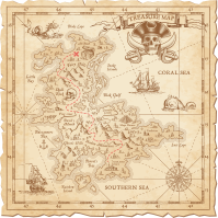 빈티지한 해적 지도