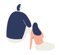 앉아서 구경하는 남녀