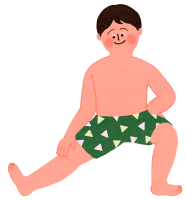 물놀이 전 준비운동을 하는 아이