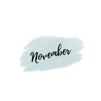 november text label on grey water color brush