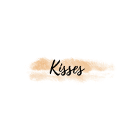 kisses text label on orange water color brush