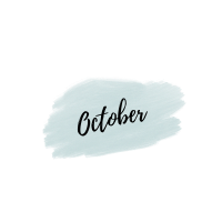 october text label on grey water color brush