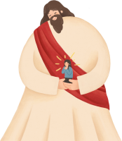 温かい雰囲気の夏期聖書学校のイラスト