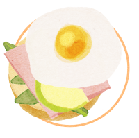 ヴィンテージ感のあるブランチのイラスト