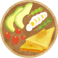 ヴィンテージ感のあるブランチのイラスト