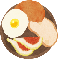 ヴィンテージ感のあるブランチのイラスト