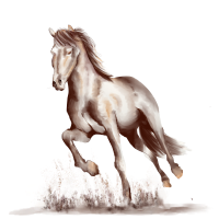 Running horse black and white watercolor style