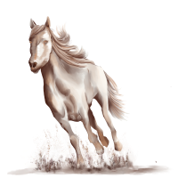 Running horse black and white watercolor style