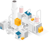Flat isometric illustration concept oil and gas industry with chimneys and pipelines