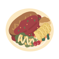 Steak add salad with french fried