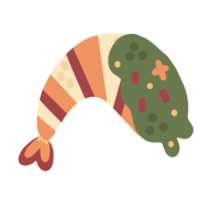 Cute Shrimps prawn with seafood sauce