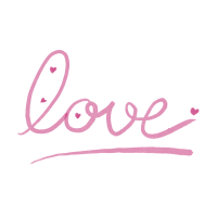 Love in pink color with hearts