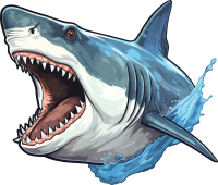 Illustration vector aggressive great white shark cartoon