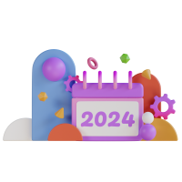 New Years Calendar 2024 3D Illustration