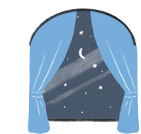 밤 하늘이 보이는 창문