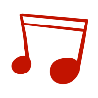 빨간쌍음표변형음악아이콘뮤직심볼디자인