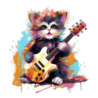 an artwork of a stuffed mouse playing guitar, in the style of colorful fantasy realism