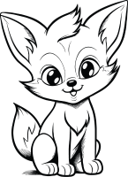 Cute Fox vector illustration - Animal coloring vector design
