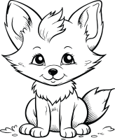 Cute Fox vector illustration - Animal coloring vector design