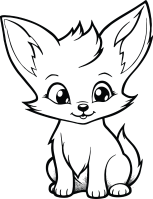 Cute Fox vector illustration - Animal coloring vector design