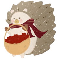 hedgehog with apples