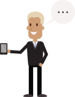 Cartoon businessman illustration holding a phone