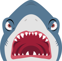 Shark  open mouth cartoon sign