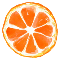 Watercolor illustration of a cross-section of a delicious-looking mandarin orange