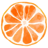 Watercolor illustration of a cross-section of a delicious-looking mandarin orange