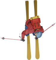 스키를 타고 활주하는 사람