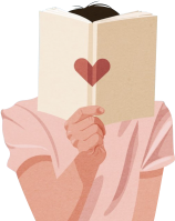 하트 커버의 책을 들고 있는 사람
