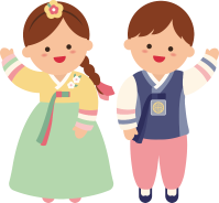 한복입은 소년소녀 인사