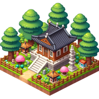 3d temple isometric scene