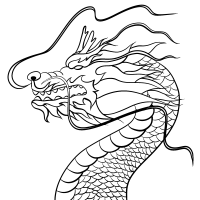 dragon chinese asia culture ancient animal draw black and white design