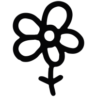 Simple and cute line drawing illustration of a flower with bold lines