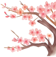 Decoration of plum blossoms, watercolor illustration