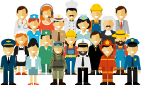 Group Crowd of People of Different Professions, Occupations, Employment, Jobs, Career. International