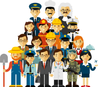 Group Crowd of People of Different Professions, Occupations, Employment, Jobs, Career. International