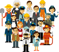 Group Crowd of People of Different Professions, Occupations, Employment, Jobs, Career. International