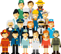 Group Crowd of People of Different Professions, Occupations, Employment, Jobs, Career. International