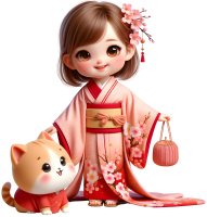 Girl in  Kimono costume 3D