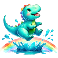 Funny Dinosaurs with a Good Mood, Watercolor Clipart, PNG