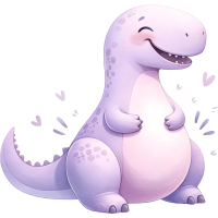 Funny Dinosaurs with a Good Mood, Watercolor Clipart, PNG