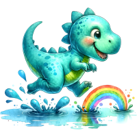 Funny Dinosaurs with a Good Mood, Watercolor Clipart, PNG