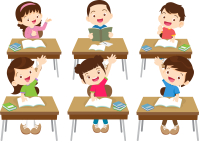 students and teacher in classroom children learning education concept