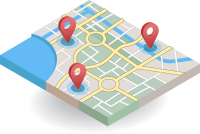 Map application looking for location, flat isometric 3d illustration