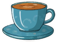 Watercolor illustration of coffee cup, sticker style