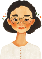 温かみのあるクレヨンによる女性科学者のポートレート